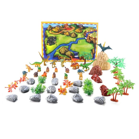Jurassic Dinosaur Zoo Animal Figures Play Set with Mat 50+ PCS Realistic - Picture 1 of 14